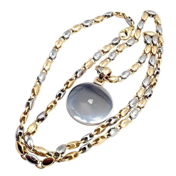 Authentic! Bulgari Bvlgari 18k Yellow Gold Steel Diamond Zodiac Pendant Necklace - Picture 11 of 16